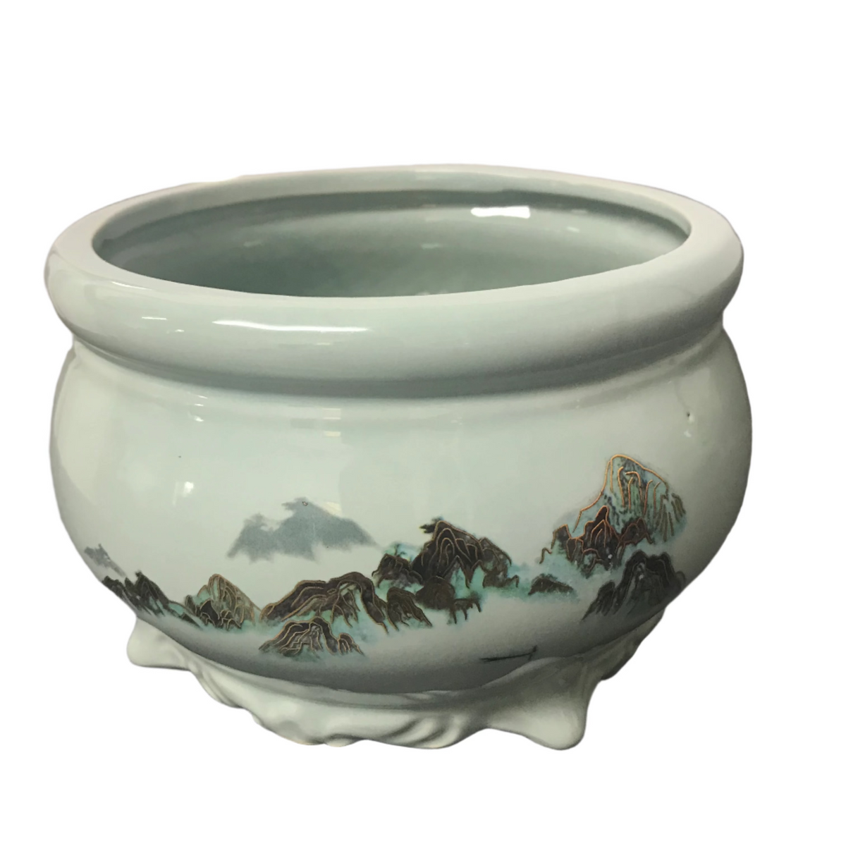 Round ceramic design pot light Green – IM Garden Mart